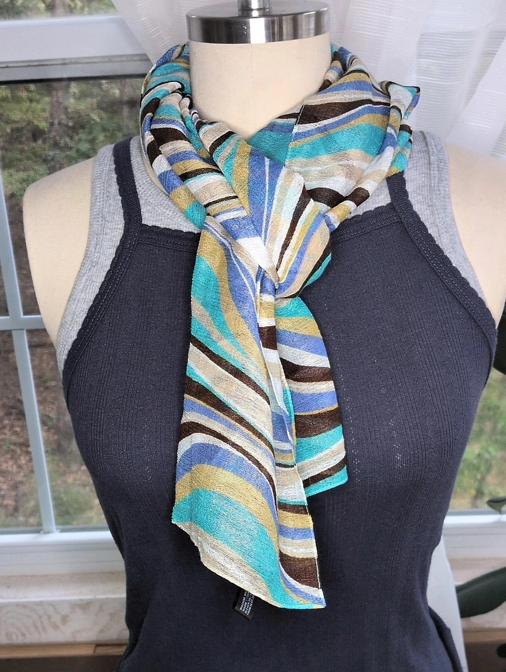 Abstract Wave Scarf in Blue & Turquoise